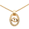 Dior Gold Plated Strass CD Logo Oval Pendant Necklace Secondhand