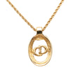 Dior Gold Plated Strass CD Logo Oval Pendant Necklace Secondhand