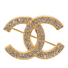 Secondhand Chanel CC Gold Plated Strass Brooch