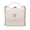 Chanel Mini CC Quilted Lambskin Kiss Lock Frame Top Handle Clutch with Chain Secondhand