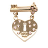 Chanel CC Gold Plated Strass Heart Lock and Key Brooch Secondhand