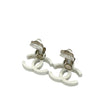 Chanel CC Silver Plated Lacquered Clip On Earrings Secondhand