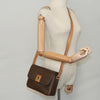 Celine Vintage Macadam Circle Logo Shoulder Bag Canvas and Leather