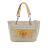 Secondhand Chanel CC Chocolate Bar Canvas Camellia No. 5 Tote