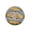 Secondhand Chanel CC Gold Plated Resin and Strass Striped Push Back Earrings