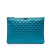 Secondhand Chanel Large Quilted Metallic Caviar Boy O Case Clutch