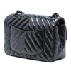 Secondhand Chanel Mini Rectangular Classic Chevron Crumpled Patent So Black Single Flap