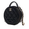 Secondhand Chanel Quilted Glazed Lambskin Handle With Care Round Vanity Case with Chain