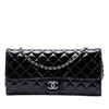 Secondhand Chanel Quilted Patent Brilliant East West Flap Clutch with Chain