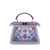 Secondhand Fendi Petite Embroidered Denim Peekaboo ISeeU Satchel