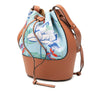 Secondhand LOEWE Paulas Ibiza Small Canvas Mermaid Print Balloon Drawstring Bucket Bag
