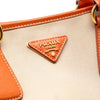 Secondhand Prada Saffiano Trimmed Canvas Canapa Satchel