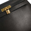 Hermes Kelly Handbag Black Courchevel with Palladium Hardware