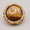 Secondhand Chanel Vintage CC Round Button Clip-On Earrings Metal and Wood