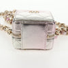Chanel CC Cube Zip Clutch with Chain Handle Quilted Lambskin
