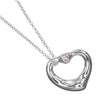 Secondhand Tiffany & Co. Elsa Peretti Open Heart Pendant Necklace Sterling Silver with Pink Sapphire