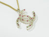 Secondhand Chanel Rainbow CC Pendant Necklace Metal and Crystals