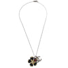 Secondhand Chanel CC Flower Ladybug Necklace Silver Plated and Acrylic