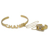 Secondhand Chanel Logo Bangle with Chain Attached CC Ring