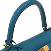 Secondhand Hermes Kelly Handbag Blue Epsom with Gold Hardware