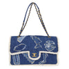 Secondhand Chanel Egyptian Hieroglyph Flap Bag Denim and Shearling