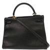 Secondhand Hermes Kelly Handbag Black Ardennes with Gold Hardware