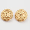 Chanel Vintage CC Round Button Clip-On Earrings Metal