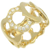 Secondhand Cartier C de Cartier Link Band Ring 18K Yellow Gold and Pave Diamonds