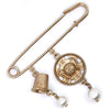 Secondhand Chanel CC Coco Brooch Metal with Faux Pearls and Crystals