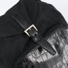 Prada Cinch Buckle Flap Backpack Tessuto with Crocodile Embossed Leather