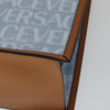 Versace Allover Logo Convertible Tote Printed Denim with Leather