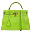 Secondhand Hermes Kelly Handbag Green Gulliver with Gold Hardware