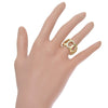 Secondhand Cartier C de Cartier Link Band Ring 18K Yellow Gold and Pave Diamonds