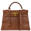Secondhand Hermes Kelly Handbag Brown Courchevel with Gold Hardware
