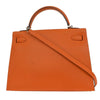 Hermes Kelly Handbag Orange Swift with Palladium Hardware