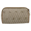 Christian Dior Vintage Honeycomb Zip Pouch Canvas and Leather