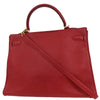 Secondhand Hermes Kelly Handbag Red Ardennes with Gold Hardware