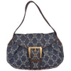 Celine Vintage Triomphe Shoulder Bag Denim with Leather
