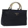 Secondhand Prada Metal Handles Tote Tessuto