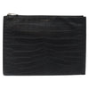 Saint Laurent Classic Monogram Zip Pouch Crocodile Embossed Leather