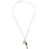 Secondhand Chanel CC Lipstick Charm Pendant Necklace Metal with Resin and Crystals