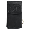 Secondhand Chanel Vintage CC Phone Holder Crossbody Bag Caviar