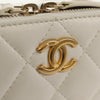 Chanel Lacquered Metal CC Zip Around Card Holder on Chain Quilted Lambskin