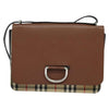 Secondhand Burberry D-Ring Shoulder Bag Leather with Vintage Check