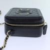 Secondhand Chanel Filigree Vanity Clutch with Chain Quilted Caviar