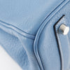 Hermes Birkin Handbag Blue Clemence with Palladium Hardware