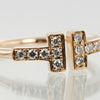Secondhand Tiffany & Co. T Wire Ring 18K Rose Gold with Diamonds