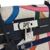 Hermes Kelly Handbag Cavalcadour Toile and Black Swift with Palladium Hardware