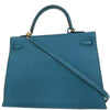 Secondhand Hermes Kelly Handbag Blue Epsom with Gold Hardware