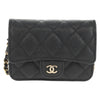 Secondhand Chanel Classic Flap Clutch with Chain Quilted Caviar